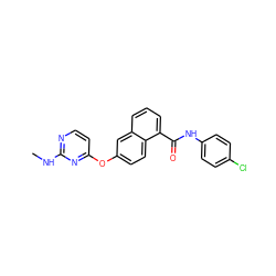 CNc1nccc(Oc2ccc3c(C(=O)Nc4ccc(Cl)cc4)cccc3c2)n1 ZINC000029134931