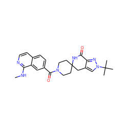 CNc1nccc2ccc(C(=O)N3CCC4(CC3)Cc3cn(C(C)(C)C)nc3C(=O)N4)cc12 ZINC000096283391