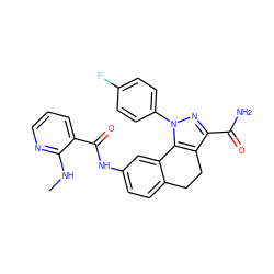 CNc1ncccc1C(=O)Nc1ccc2c(c1)-c1c(c(C(N)=O)nn1-c1ccc(F)cc1)CC2 ZINC000045335936