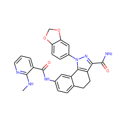 CNc1ncccc1C(=O)Nc1ccc2c(c1)-c1c(c(C(N)=O)nn1-c1ccc3c(c1)OCO3)CC2 ZINC000045338152