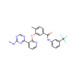 CNc1ncnc(-c2cccnc2Oc2cc(C(=O)Nc3cccc(C(F)(F)F)c3)ccc2C)n1 ZINC000014957294