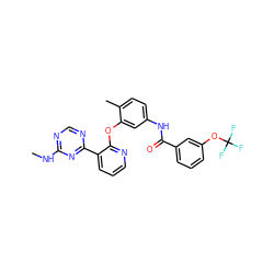 CNc1ncnc(-c2cccnc2Oc2cc(NC(=O)c3cccc(OC(F)(F)F)c3)ccc2C)n1 ZINC000028896915