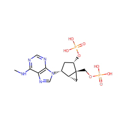 CNc1ncnc2c1ncn2[C@@H]1C[C@H](OP(=O)(O)O)[C@]2(COP(=O)(O)O)C[C@H]12 ZINC000027553169