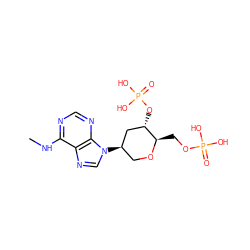 CNc1ncnc2c1ncn2[C@@H]1CO[C@H](COP(=O)(O)O)[C@@H](OP(=O)(O)O)C1 ZINC000013805580