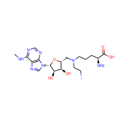 CNc1ncnc2c1ncn2[C@@H]1O[C@H](CN(CCI)CCC[C@H](N)C(=O)O)[C@@H](O)[C@H]1O ZINC000095556974