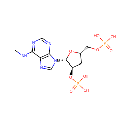 CNc1ncnc2c1ncn2[C@@H]1O[C@H](COP(=O)(O)O)C[C@H]1OP(=O)(O)O ZINC000013776847