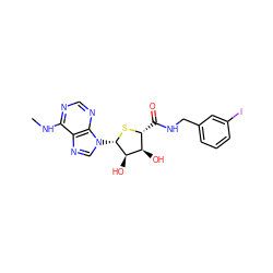 CNc1ncnc2c1ncn2[C@@H]1S[C@H](C(=O)NCc2cccc(I)c2)[C@@H](O)[C@H]1O ZINC000049766563