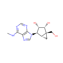 CNc1ncnc2c1ncn2[C@H]1[C@H](O)[C@H](O)[C@]2(CO)C[C@H]12 ZINC000028764292