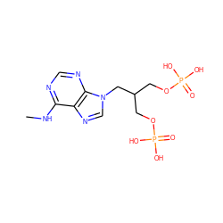 CNc1ncnc2c1ncn2CC(COP(=O)(O)O)COP(=O)(O)O ZINC000013864015