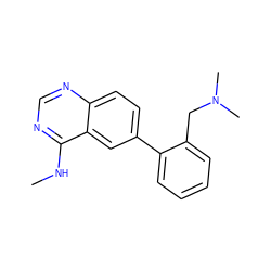 CNc1ncnc2ccc(-c3ccccc3CN(C)C)cc12 ZINC000004239341