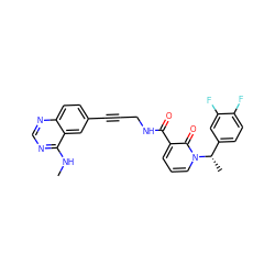 CNc1ncnc2ccc(C#CCNC(=O)c3cccn([C@@H](C)c4ccc(F)c(F)c4)c3=O)cc12 ZINC000096176317