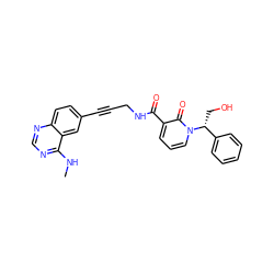 CNc1ncnc2ccc(C#CCNC(=O)c3cccn([C@H](CO)c4ccccc4)c3=O)cc12 ZINC000096176320