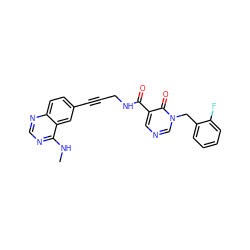 CNc1ncnc2ccc(C#CCNC(=O)c3cncn(Cc4ccccc4F)c3=O)cc12 ZINC000096176310