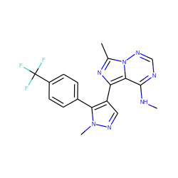 CNc1ncnn2c(C)nc(-c3cnn(C)c3-c3ccc(C(F)(F)F)cc3)c12 ZINC000169697304