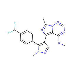 CNc1ncnn2c(C)nc(-c3cnn(C)c3-c3ccc(C(F)F)cc3)c12 ZINC000169697313