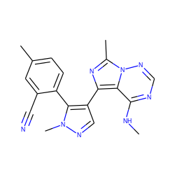 CNc1ncnn2c(C)nc(-c3cnn(C)c3-c3ccc(C)cc3C#N)c12 ZINC000169697401