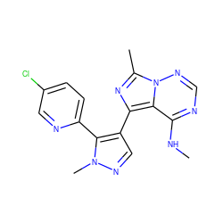 CNc1ncnn2c(C)nc(-c3cnn(C)c3-c3ccc(Cl)cn3)c12 ZINC000169697390