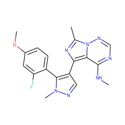 CNc1ncnn2c(C)nc(-c3cnn(C)c3-c3ccc(OC)cc3F)c12 ZINC000169697372