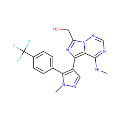 CNc1ncnn2c(CO)nc(-c3cnn(C)c3-c3ccc(C(F)(F)F)cc3)c12 ZINC000169697316