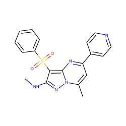 CNc1nn2c(C)cc(-c3ccncc3)nc2c1S(=O)(=O)c1ccccc1 ZINC000169699838