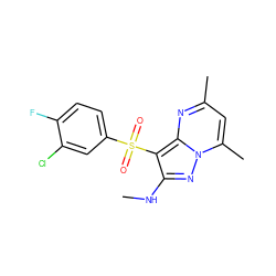 CNc1nn2c(C)cc(C)nc2c1S(=O)(=O)c1ccc(F)c(Cl)c1 ZINC000066098171