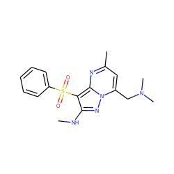 CNc1nn2c(CN(C)C)cc(C)nc2c1S(=O)(=O)c1ccccc1 ZINC000073159508