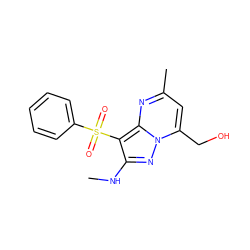 CNc1nn2c(CO)cc(C)nc2c1S(=O)(=O)c1ccccc1 ZINC000066066121