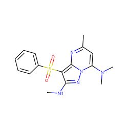 CNc1nn2c(N(C)C)cc(C)nc2c1S(=O)(=O)c1ccccc1 ZINC000073196404