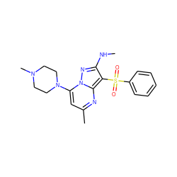 CNc1nn2c(N3CCN(C)CC3)cc(C)nc2c1S(=O)(=O)c1ccccc1 ZINC000073196699