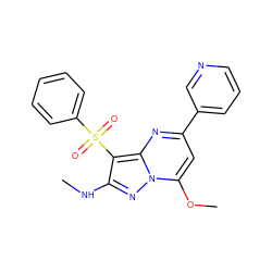 CNc1nn2c(OC)cc(-c3cccnc3)nc2c1S(=O)(=O)c1ccccc1 ZINC000169699841