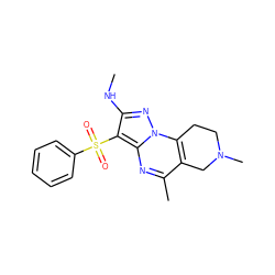 CNc1nn2c3c(c(C)nc2c1S(=O)(=O)c1ccccc1)CN(C)CC3 ZINC000068197255