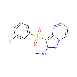 CNc1nn2cccnc2c1S(=O)(=O)c1cccc(Cl)c1 ZINC000066079257