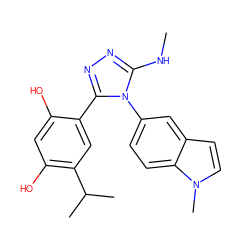 CNc1nnc(-c2cc(C(C)C)c(O)cc2O)n1-c1ccc2c(ccn2C)c1 ZINC000115813342