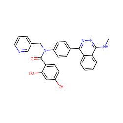 CNc1nnc(-c2ccc(N(Cc3cccnc3)C(=O)c3ccc(O)cc3O)cc2)c2ccccc12 ZINC000653762242