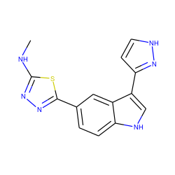 CNc1nnc(-c2ccc3[nH]cc(-c4cc[nH]n4)c3c2)s1 ZINC001772584022