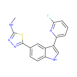 CNc1nnc(-c2ccc3[nH]cc(-c4cccc(F)n4)c3c2)s1 ZINC000145418203
