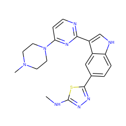 CNc1nnc(-c2ccc3[nH]cc(-c4nccc(N5CCN(C)CC5)n4)c3c2)s1 ZINC000145407134