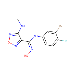CNc1nonc1/C(=N\O)Nc1ccc(F)c(Br)c1 ZINC000144960785