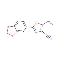 CNc1oc(-c2ccc3c(c2)OCO3)nc1C#N ZINC000169345937