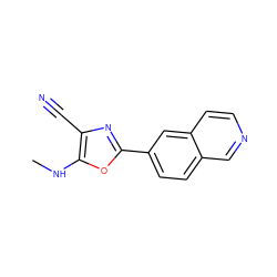 CNc1oc(-c2ccc3cnccc3c2)nc1C#N ZINC000169345930
