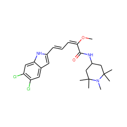 CO/C(=C/C=C/c1cc2cc(Cl)c(Cl)cc2[nH]1)C(=O)NC1CC(C)(C)N(C)C(C)(C)C1 ZINC000027188370