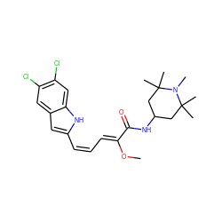 CO/C(=C\C=C/c1cc2cc(Cl)c(Cl)cc2[nH]1)C(=O)NC1CC(C)(C)N(C)C(C)(C)C1 ZINC000036311436