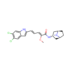 CO/C(=C\C=C\c1cc2cc(Cl)c(Cl)cc2[nH]1)C(=O)N[C@H]1C[C@@H]2CC[C@H](C1)N2C ZINC000169739590