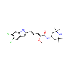 CO/C(=C\C=C\c1cc2cc(Cl)c(Cl)cc2[nH]1)C(=O)NC1CC(C)(C)NC(C)(C)C1 ZINC000013555341