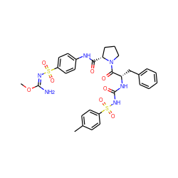 CO/C(N)=N/S(=O)(=O)c1ccc(NC(=O)[C@@H]2CCCN2C(=O)[C@H](Cc2ccccc2)NC(=O)NS(=O)(=O)c2ccc(C)cc2)cc1 ZINC000029480876