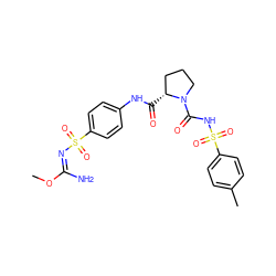 CO/C(N)=N/S(=O)(=O)c1ccc(NC(=O)[C@@H]2CCCN2C(=O)NS(=O)(=O)c2ccc(C)cc2)cc1 ZINC000013808137