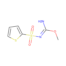 CO/C(N)=N/S(=O)(=O)c1cccs1 ZINC000013808131