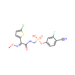 CO/N=C(/C(=O)NC[P@@](=O)(O)Oc1ccc(C#N)c(F)c1)c1ccc(Cl)s1 ZINC000072175702