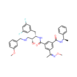 CO/N=C(/C)c1cc(C(=O)N[C@@H](Cc2cc(F)cc(F)c2)[C@H](O)CNCc2cccc(OC)c2)cc(C(=O)N[C@H](C)c2ccccc2)c1 ZINC000049669727