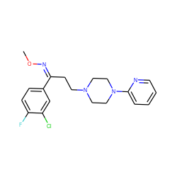 CO/N=C(/CCN1CCN(c2ccccn2)CC1)c1ccc(F)c(Cl)c1 ZINC000038147634